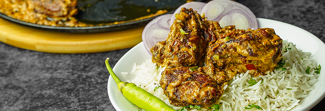 Creamy Tawa Wings with Boiled Rice
