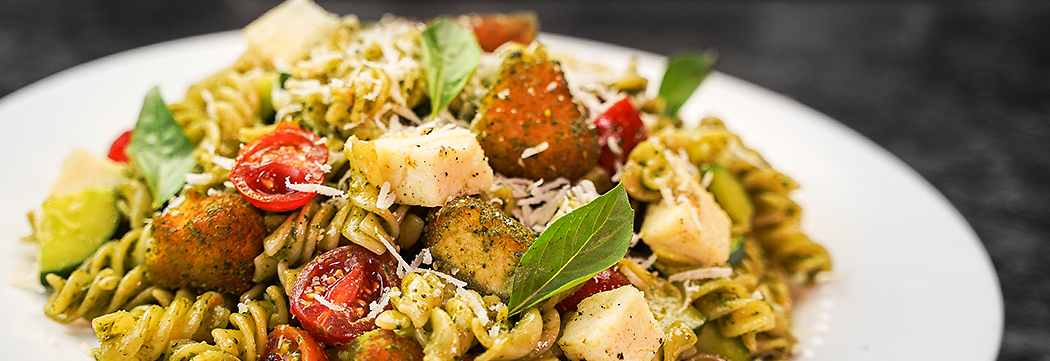 Fun Nuggets with Pesto Pasta Salad