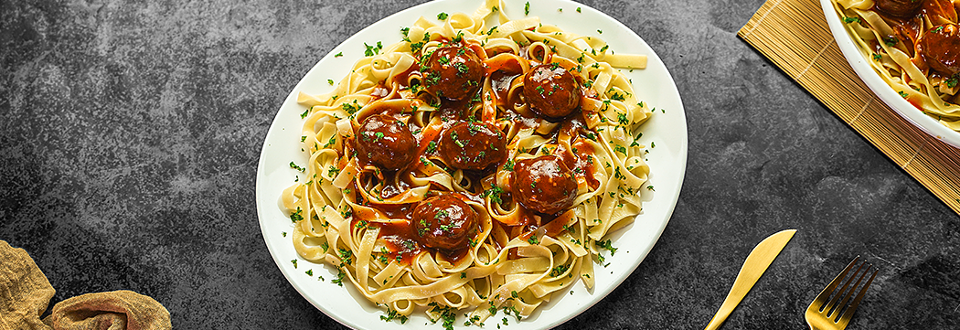 Sweet & Sour Meatballs with Pasta